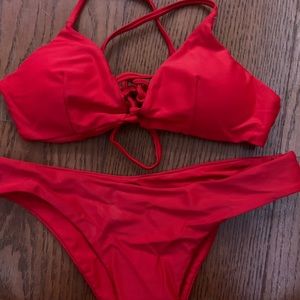 red bathing suit